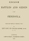 [Gutenberg 63210] • English Battles and Sieges in the Peninsula. / Extracted from his 'Peninsula War'.